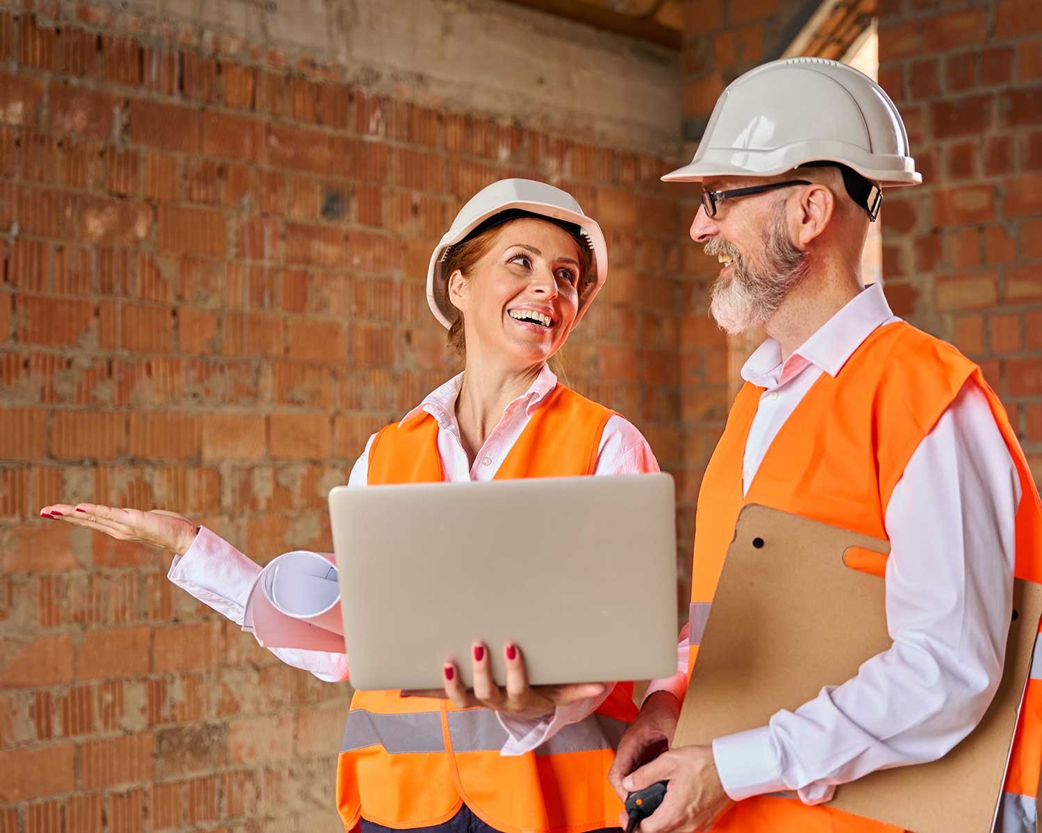site inspector and contractor inspecting uncomplet