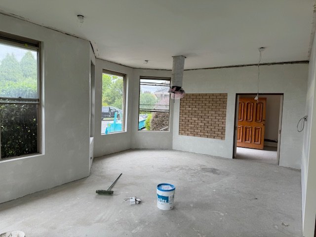 Cement rendering finished house exterior