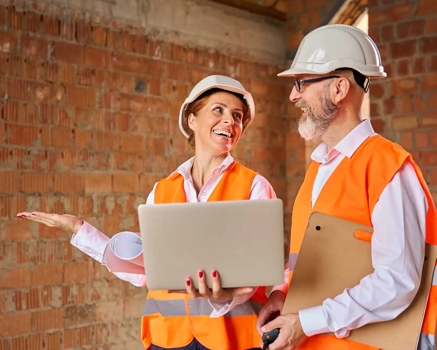 site inspector and contractor inspecting uncomplet