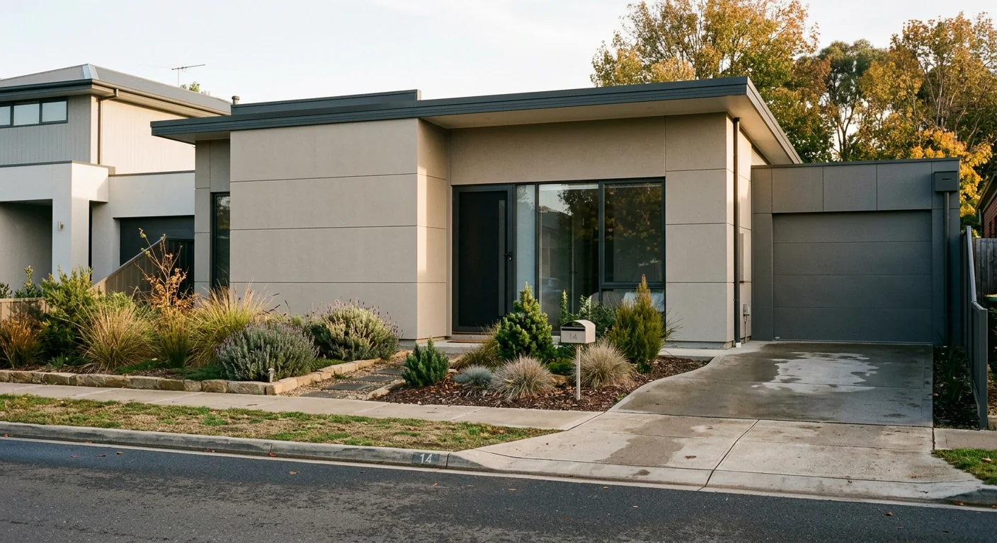 Modern home exterior finished with smooth Hebel panel cladding in a Melbourne suburb