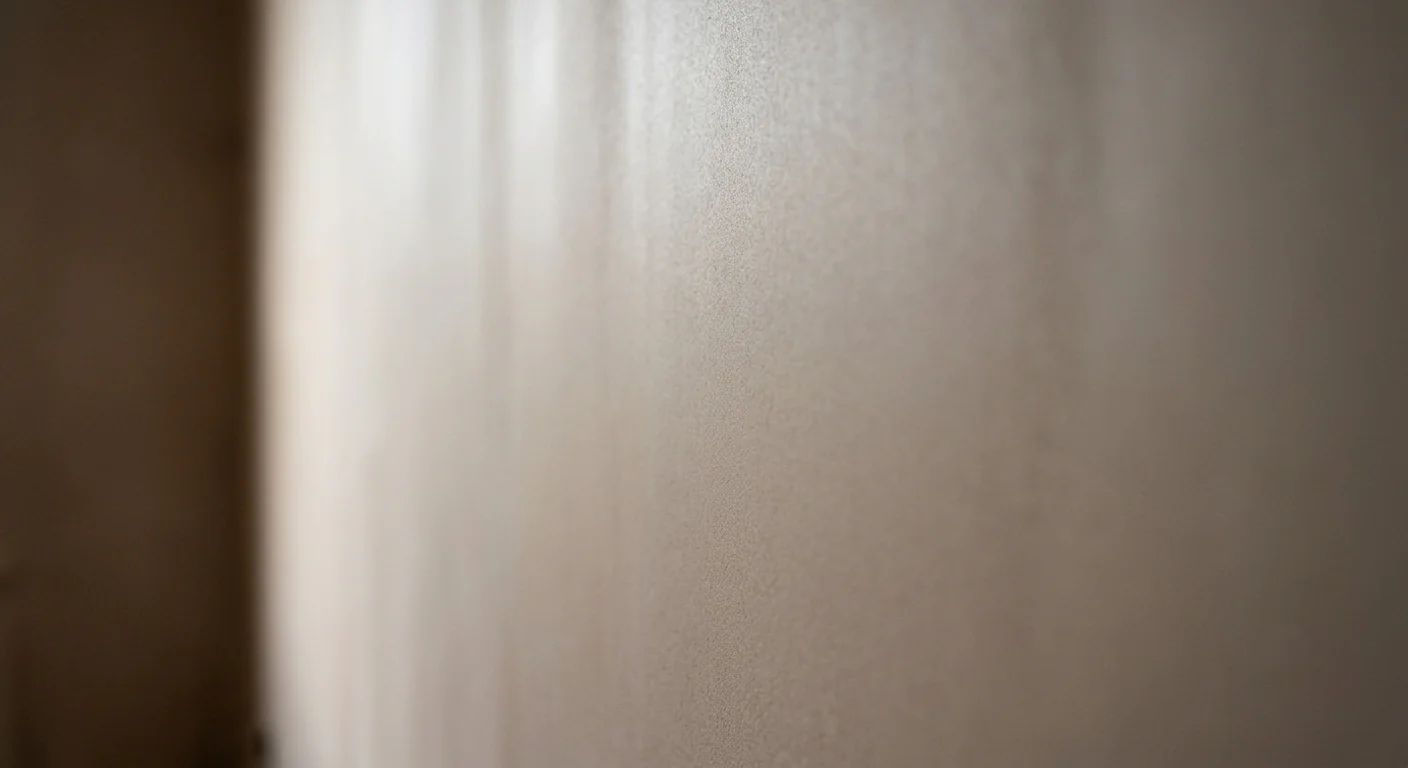 Close-up of a smooth plaster finish under raking side light showing no trowel marks